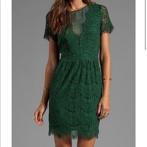 Saurus Eyelash Lace Dress in Hunter